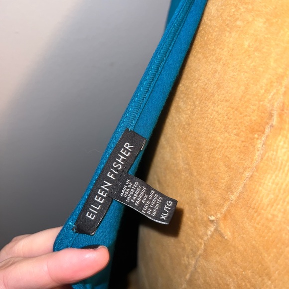 Eileen Fisher teal stretchy Midi dresss - Picture 5 of 6